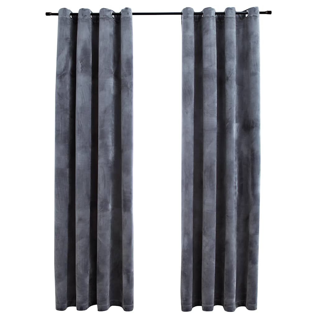 134498 vidaXL Blackout Curtains with Rings 2 pcs Velvet Anthracite 140x245 cm