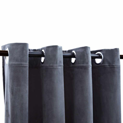 134498 vidaXL Blackout Curtains with Rings 2 pcs Velvet Anthracite 140x245 cm