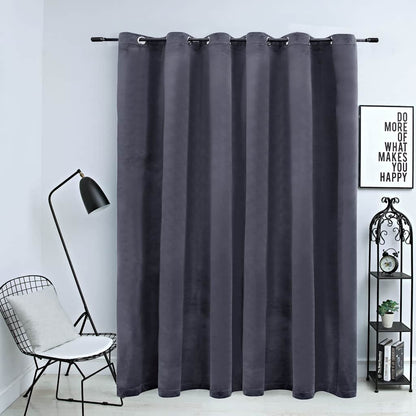 134499 vidaXL Blackout Curtain with Metal Rings Velvet Anthracite 290x245 cm