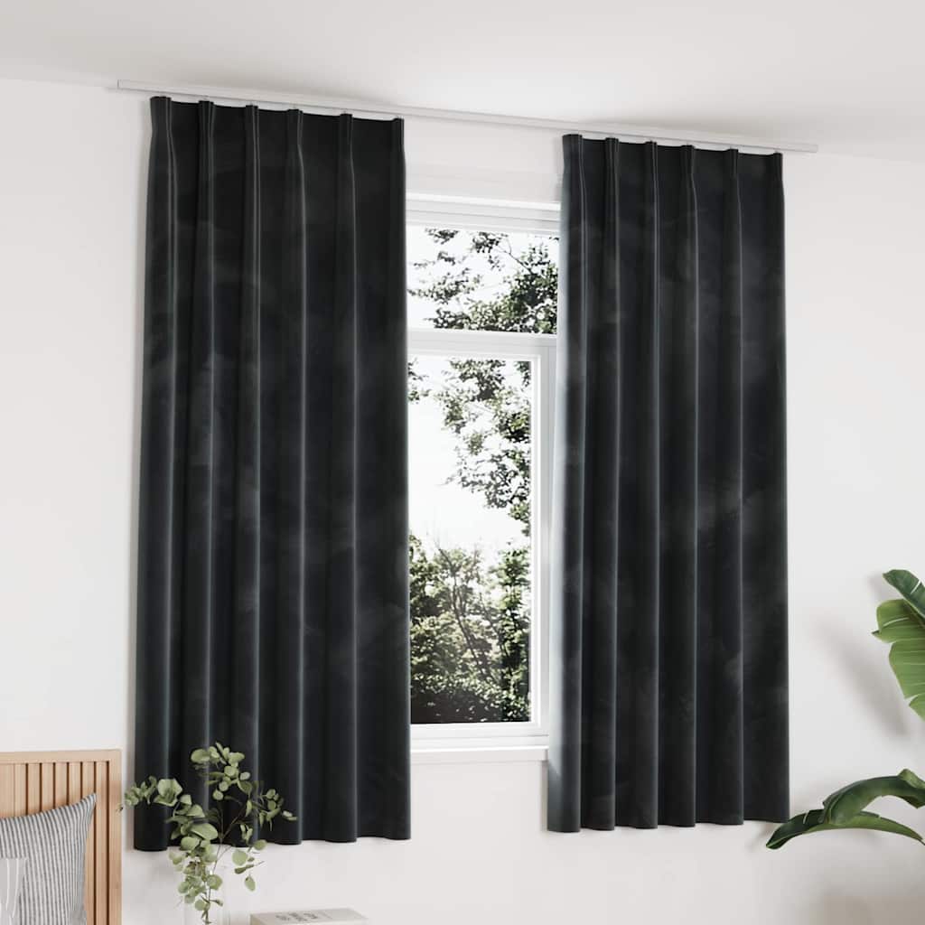 134500 vidaXL Blackout Curtains 2 pcs with Hooks Velvet Anthracite 140x175 cm