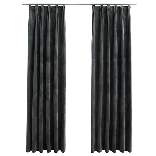 134502 vidaXL Blackout Curtains 2 pcs with Hooks Velvet Anthracite 140x245 cm
