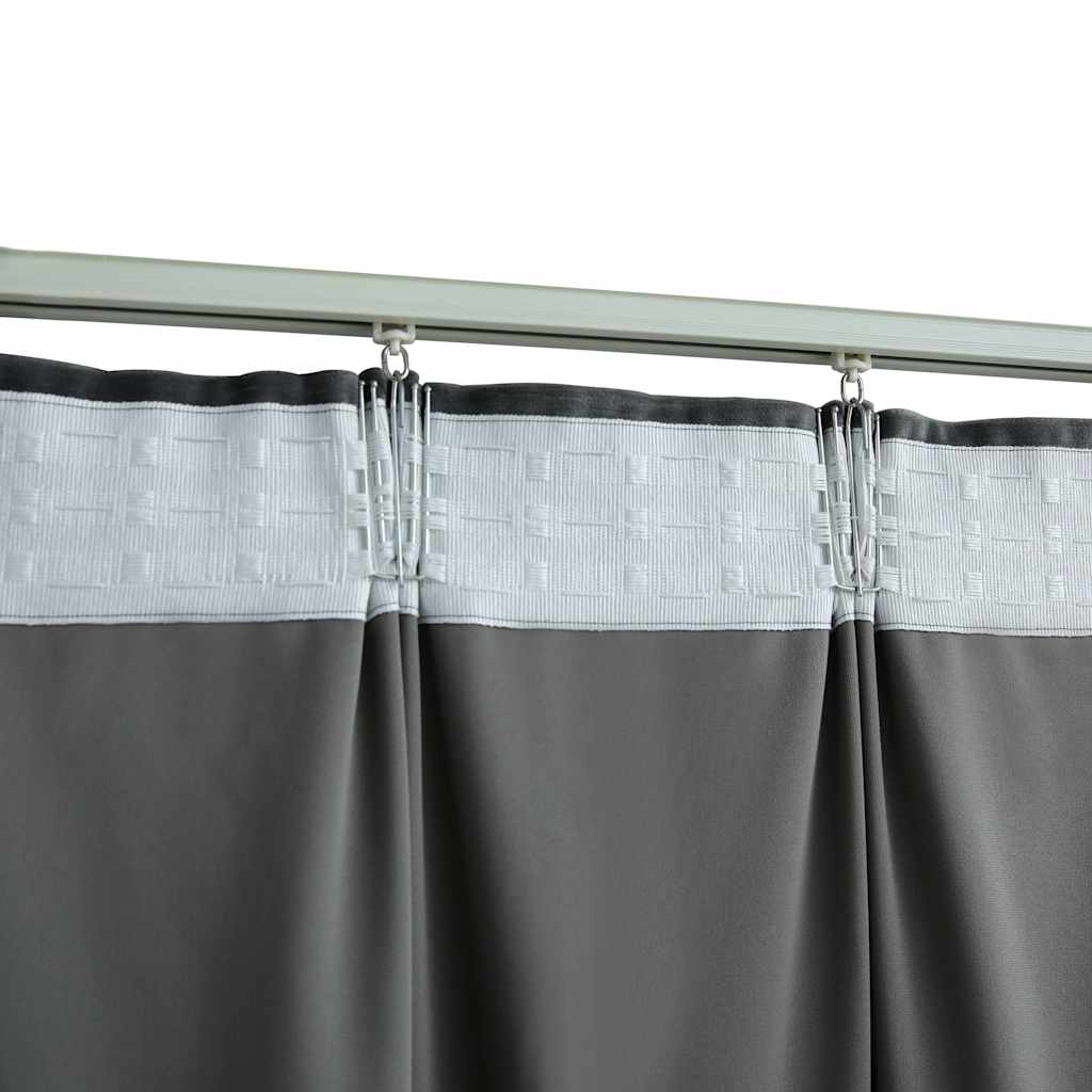 134502 vidaXL Blackout Curtains 2 pcs with Hooks Velvet Anthracite 140x245 cm