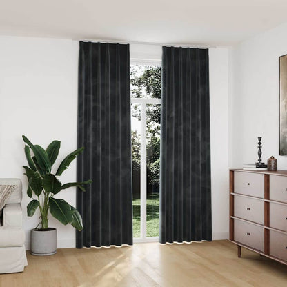 134502 vidaXL Blackout Curtains 2 pcs with Hooks Velvet Anthracite 140x245 cm