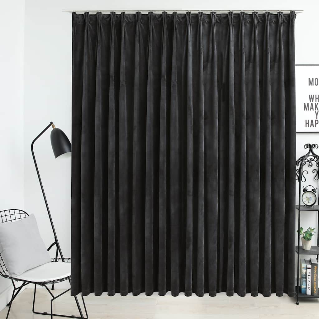 134503 vidaXL Blackout Curtain with Hooks Velvet Anthracite 290x245 cm