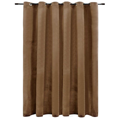 vidaXL Blackout Curtain with Metal Rings Velvet Beige 290x245 cm
