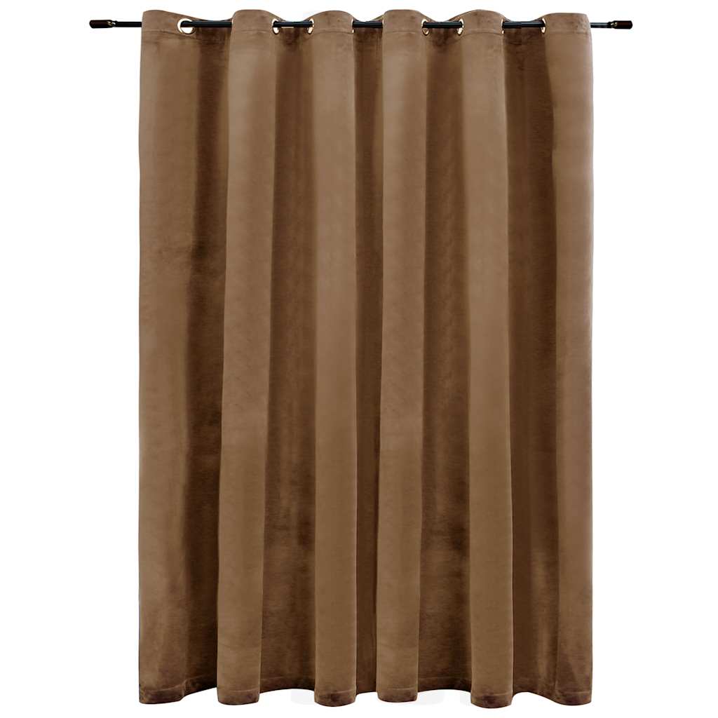 134507 vidaXL Blackout Curtain with Metal Rings Velvet Beige 290x245 cm