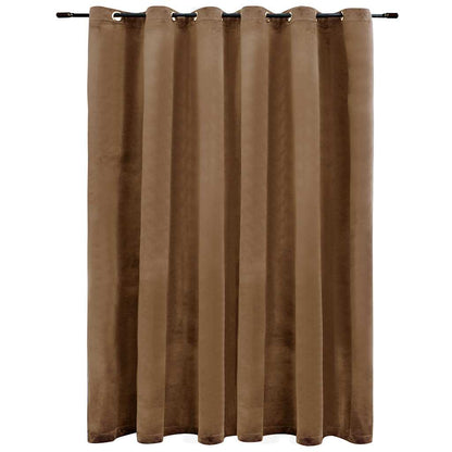 134507 vidaXL Blackout Curtain with Metal Rings Velvet Beige 290x245 cm