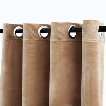 134507 vidaXL Blackout Curtain with Metal Rings Velvet Beige 290x245 cm