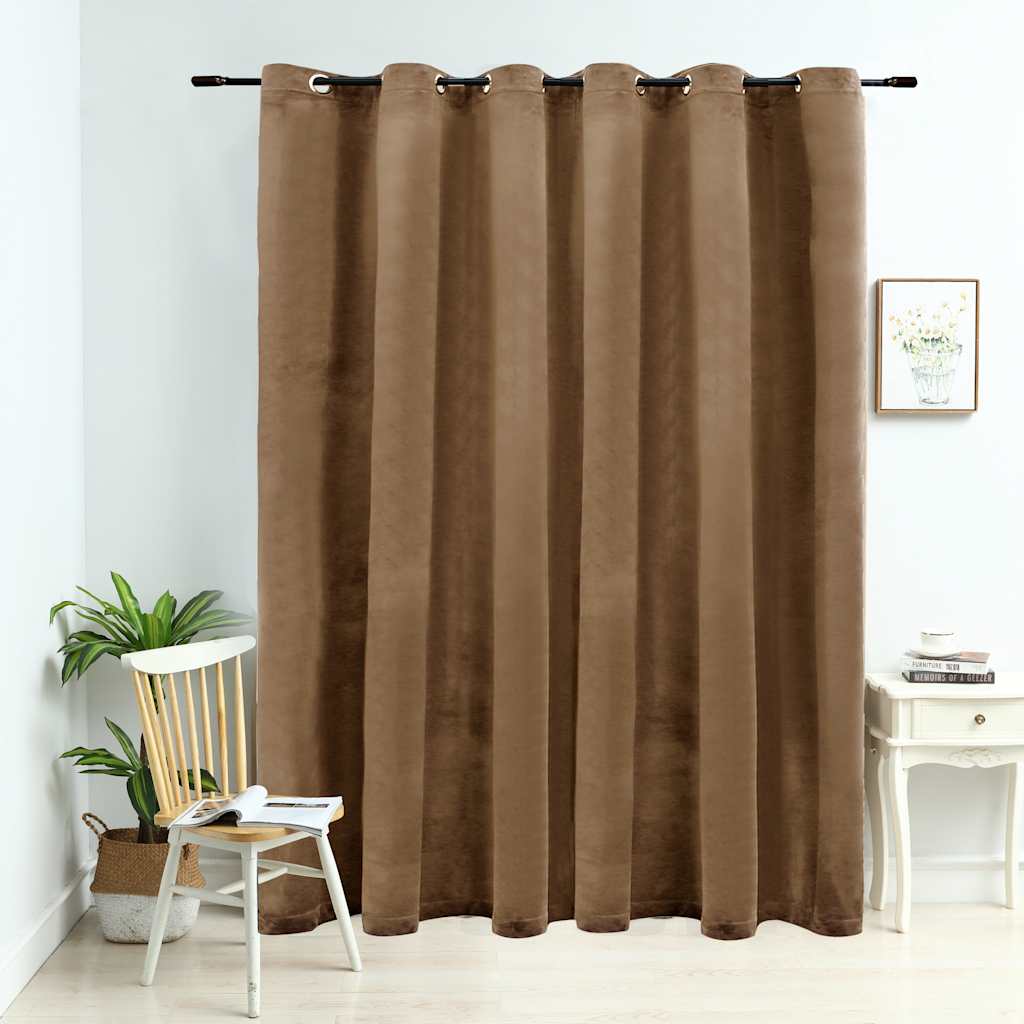 134507 vidaXL Blackout Curtain with Metal Rings Velvet Beige 290x245 cm