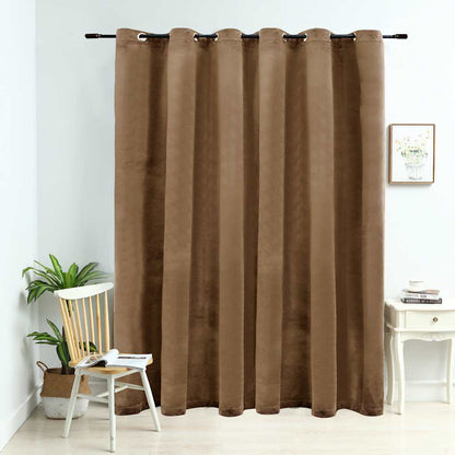 134507 vidaXL Blackout Curtain with Metal Rings Velvet Beige 290x245 cm