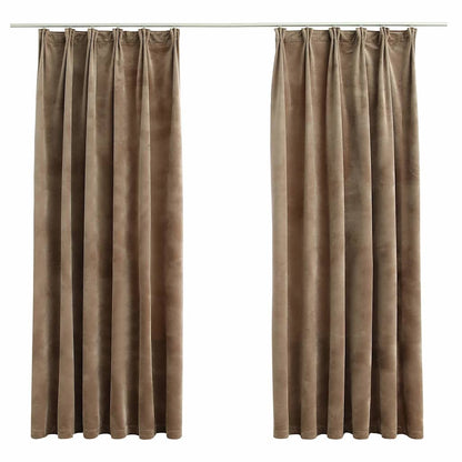 134508 vidaXL Blackout Curtains 2 pcs with Hooks Velvet Beige 140x175 cm