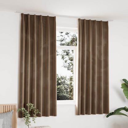 134508 vidaXL Blackout Curtains 2 pcs with Hooks Velvet Beige 140x175 cm