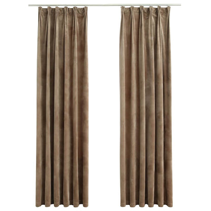 134510 vidaXL Blackout Curtains 2 pcs with Hooks Velvet Beige 140x245 cm