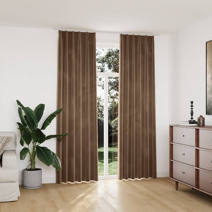 134510 vidaXL Blackout Curtains 2 pcs with Hooks Velvet Beige 140x245 cm