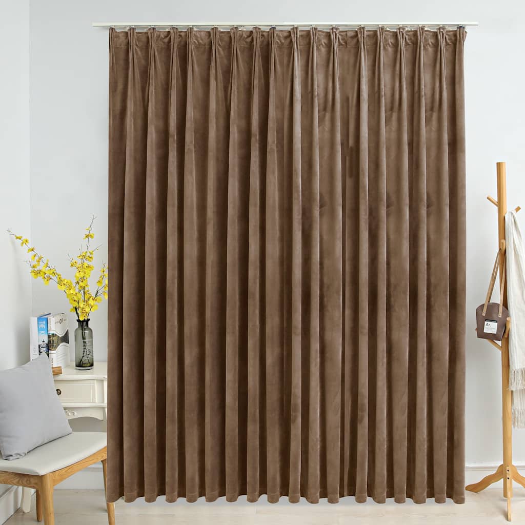 134511 vidaXL Blackout Curtain with Hooks Velvet Beige 290x245 cm