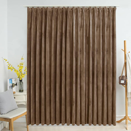 134511 vidaXL Blackout Curtain with Hooks Velvet Beige 290x245 cm