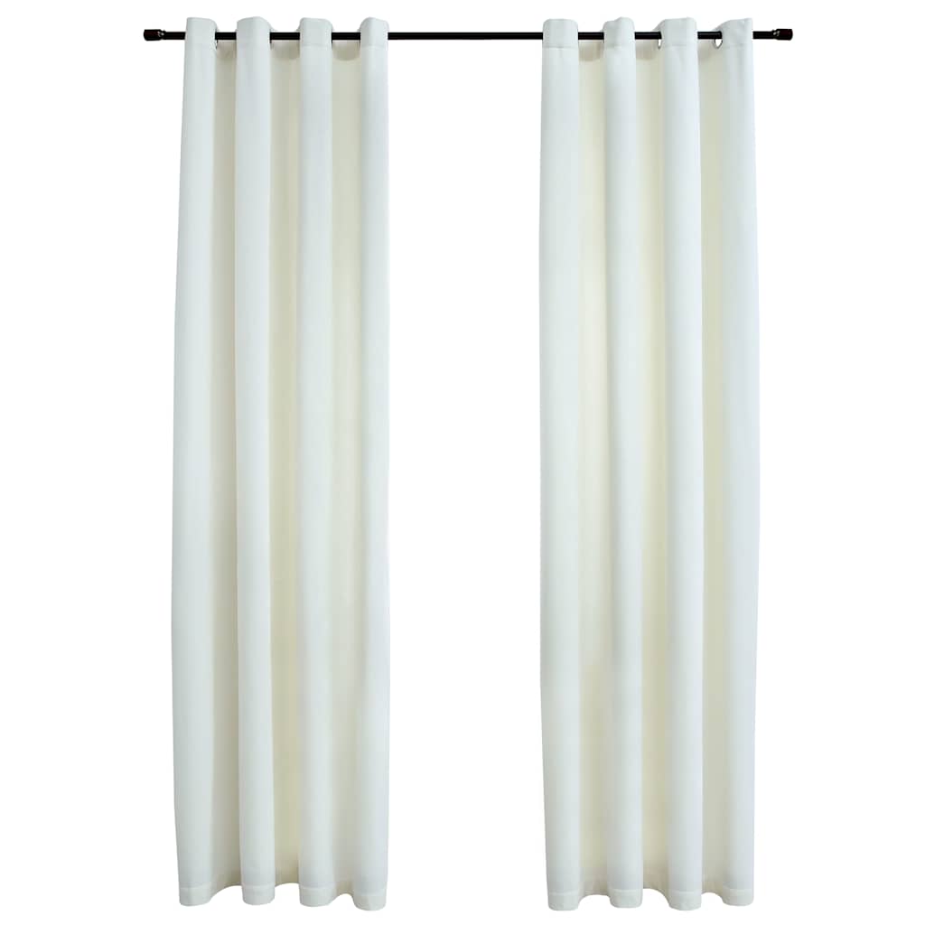 134513 vidaXL Blackout Curtains with Rings 2 pcs Velvet Cream 140x225 cm