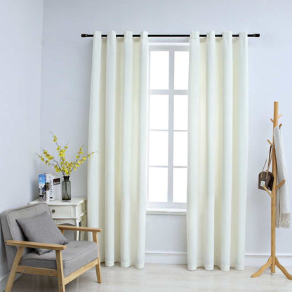 134513 vidaXL Blackout Curtains with Rings 2 pcs Velvet Cream 140x225 cm