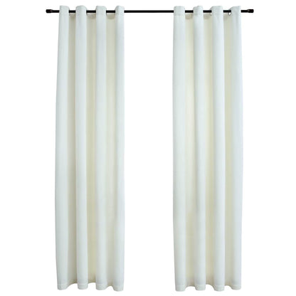 134514 vidaXL Blackout Curtains with Rings 2 pcs Velvet Cream 140x245 cm