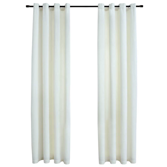 134514 vidaXL Blackout Curtains with Rings 2 pcs Velvet Cream 140x245 cm