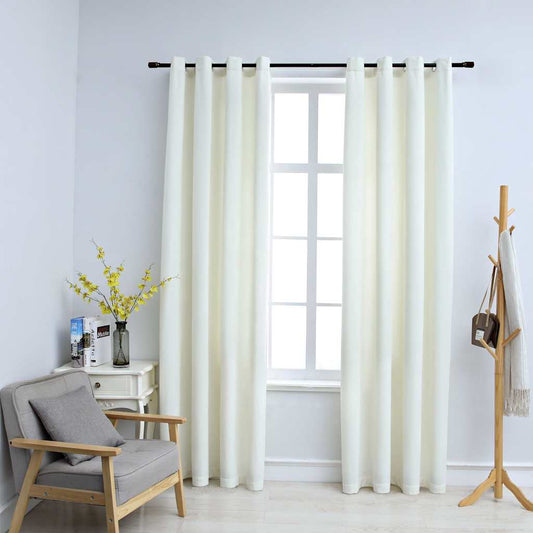 134514 vidaXL Blackout Curtains with Rings 2 pcs Velvet Cream 140x245 cm