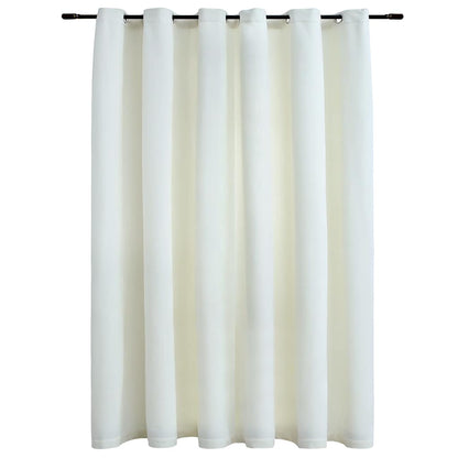 134515 vidaXL Blackout Curtain with Metal Rings Velvet Cream 290x245 cm
