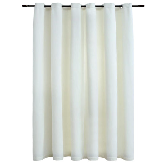 134515 vidaXL Blackout Curtain with Metal Rings Velvet Cream 290x245 cm