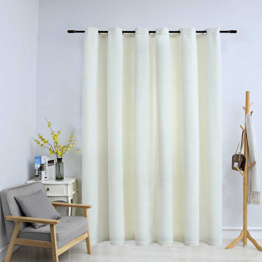 134515 vidaXL Blackout Curtain with Metal Rings Velvet Cream 290x245 cm