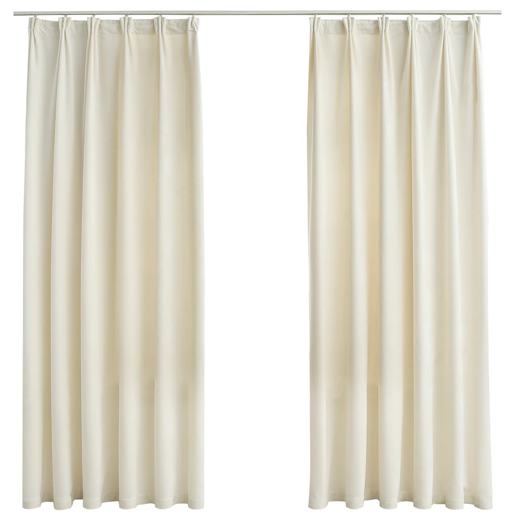 vidaXL Blackout Curtains 2 pcs with Hooks Velvet Cream 140x175 cm