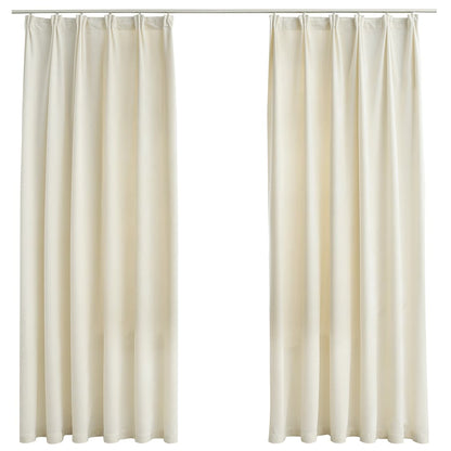 vidaXL Blackout Curtains 2 pcs with Hooks Velvet Cream 140x175 cm
