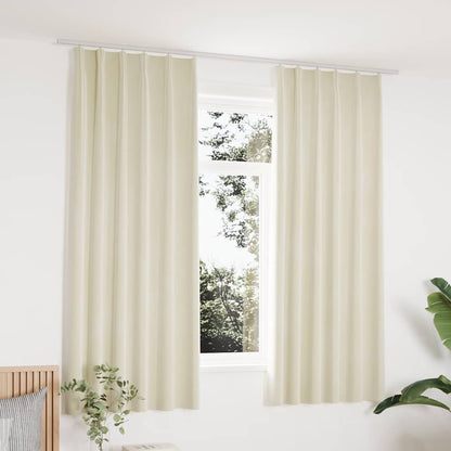 134516 vidaXL Blackout Curtains 2 pcs with Hooks Velvet Cream 140x175 cm