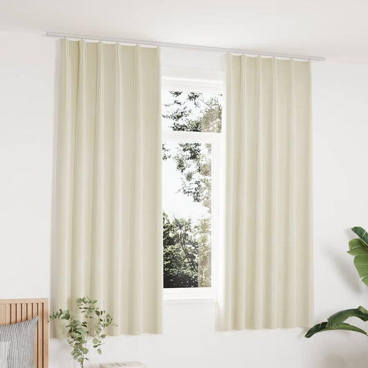 134516 vidaXL Blackout Curtains 2 pcs with Hooks Velvet Cream 140x175 cm