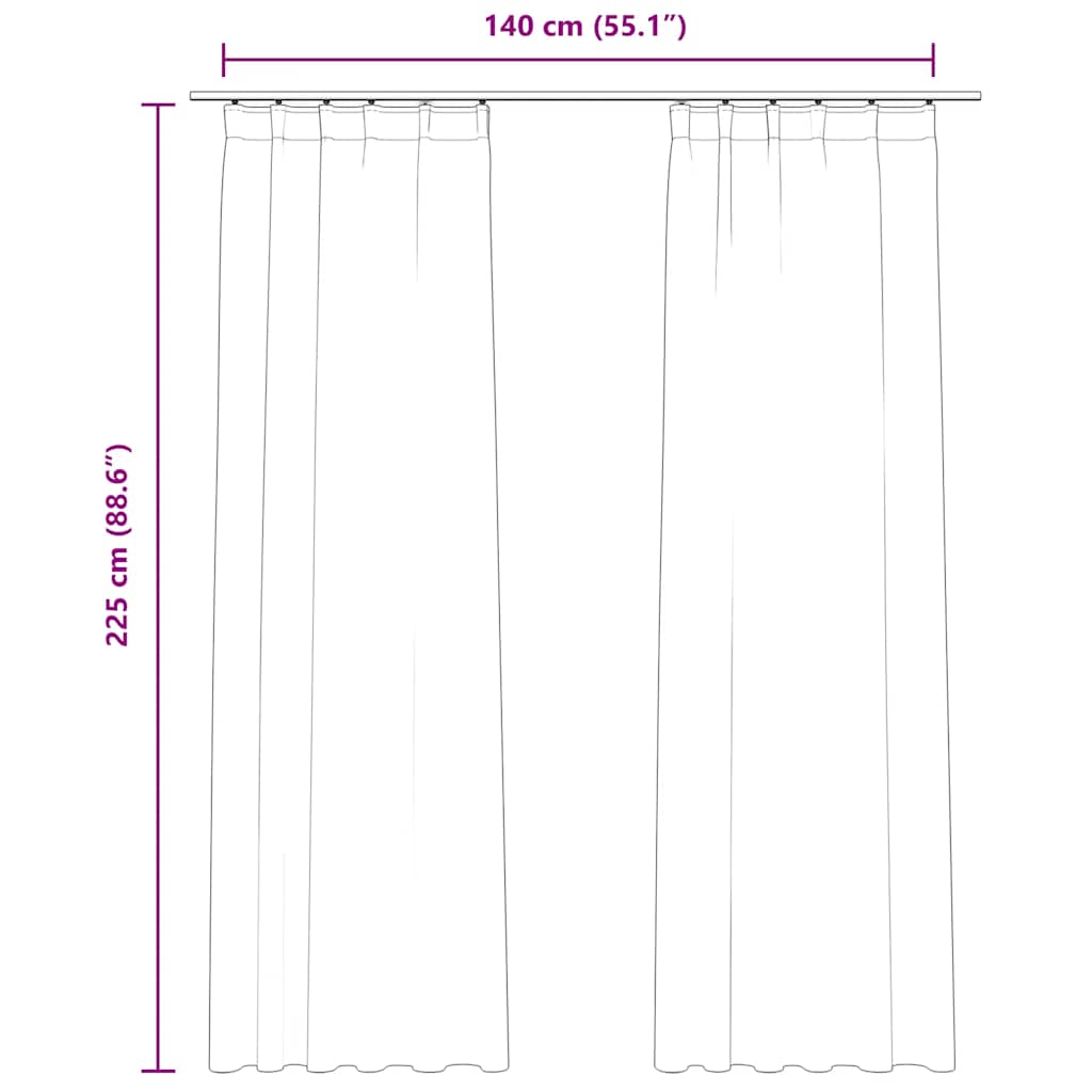 vidaXL Blackout Curtains 2 pcs with Hooks Velvet Cream 140x225 cm