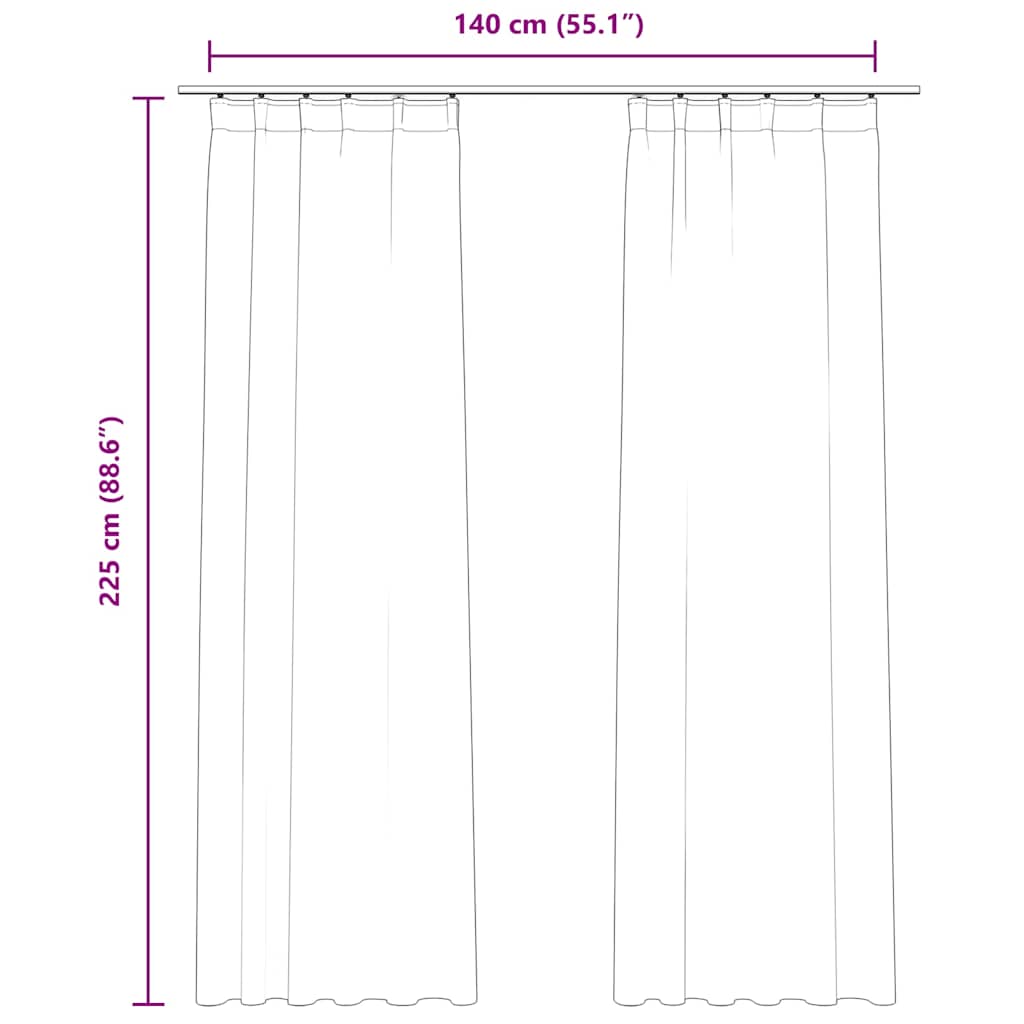 134517 vidaXL Blackout Curtains 2 pcs with Hooks Velvet Cream 140x225 cm