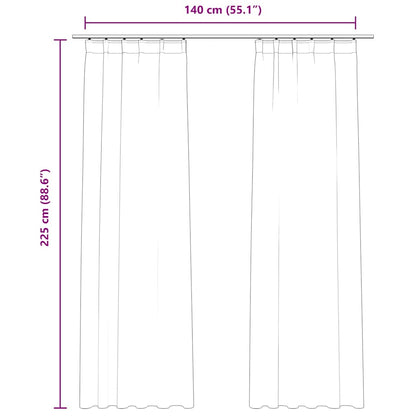 134517 vidaXL Blackout Curtains 2 pcs with Hooks Velvet Cream 140x225 cm
