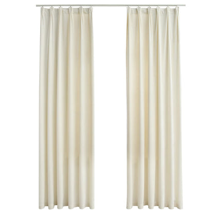 134518 vidaXL Blackout Curtains 2 pcs with Hooks Velvet Cream 140x245 cm