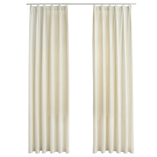 134518 vidaXL Blackout Curtains 2 pcs with Hooks Velvet Cream 140x245 cm