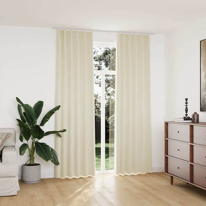 134518 vidaXL Blackout Curtains 2 pcs with Hooks Velvet Cream 140x245 cm