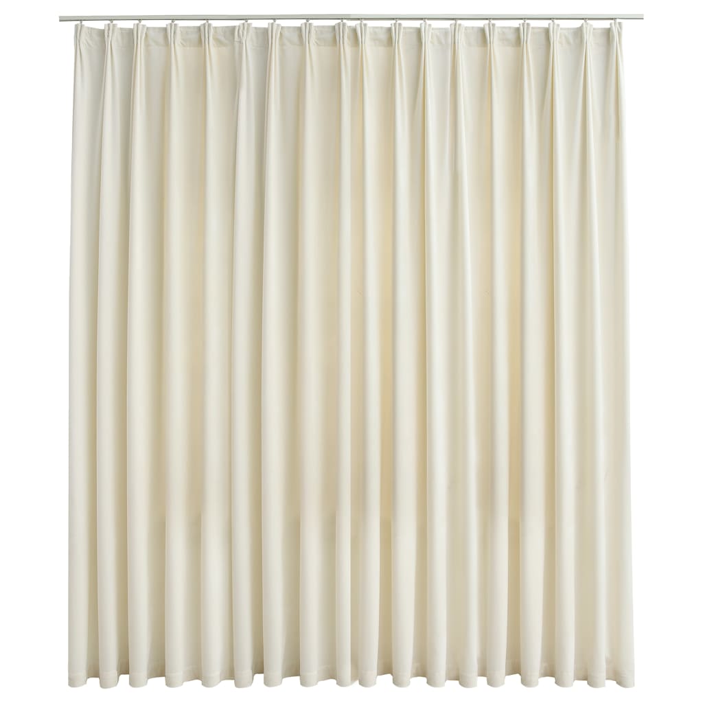 134519 vidaXL Blackout Curtain with Hooks Velvet Cream 290x245 cm