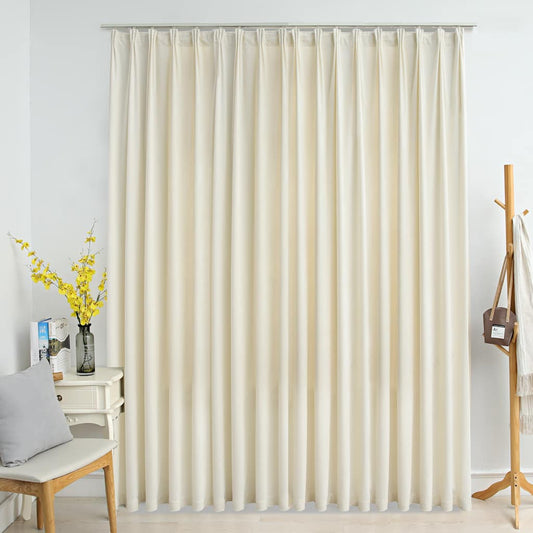 134519 vidaXL Blackout Curtain with Hooks Velvet Cream 290x245 cm