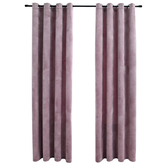 134520 vidaXL Blackout Curtains with Rings 2 pcs Velvet Antique Pink 140x175 cm