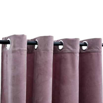 134520 vidaXL Blackout Curtains with Rings 2 pcs Velvet Antique Pink 140x175 cm