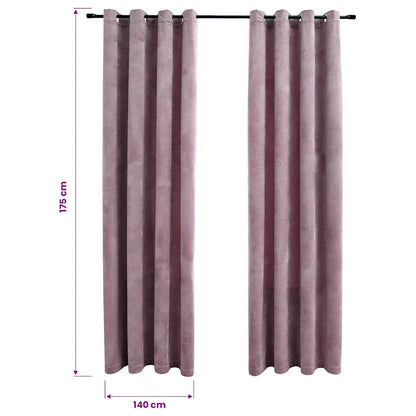 vidaXL Blackout Curtains with Rings 2pcs Velvet Antique Pink 140x175cm