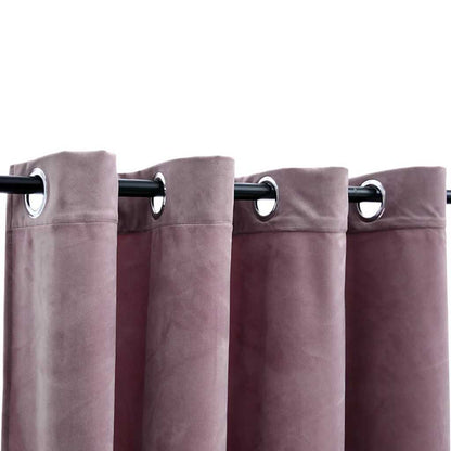 134522 vidaXL Blackout Curtains with Rings 2 pcs Velvet Antique Pink 140x245 cm