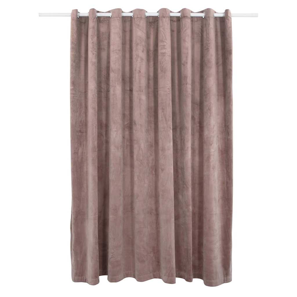 134523 vidaXL Blackout Curtain with Metal Rings Velvet Antique Pink 290x245 cm