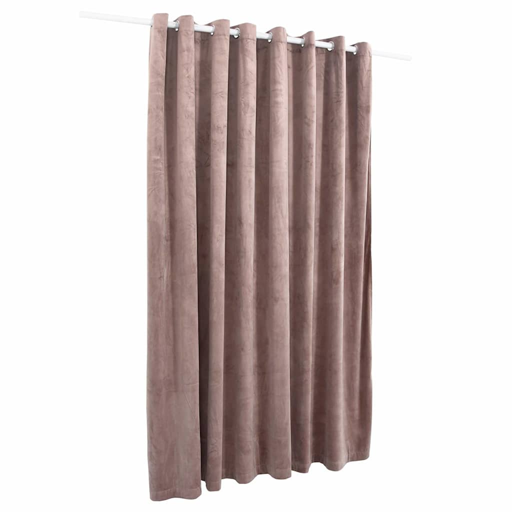 134523 vidaXL Blackout Curtain with Metal Rings Velvet Antique Pink 290x245 cm
