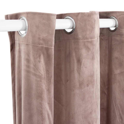 134523 vidaXL Blackout Curtain with Metal Rings Velvet Antique Pink 290x245 cm