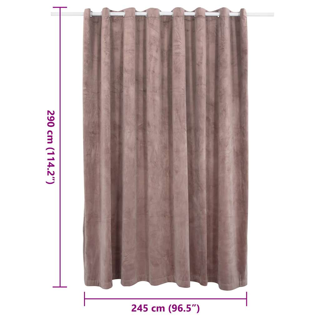 vidaXL Blackout Curtain with Metal Rings Velvet Antique Pink 290x245 cm