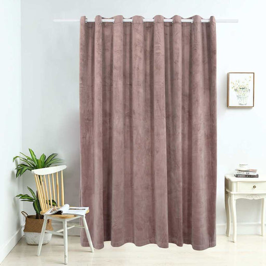 134523 vidaXL Blackout Curtain with Metal Rings Velvet Antique Pink 290x245 cm