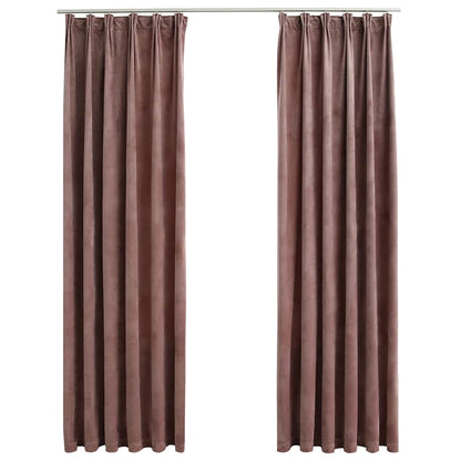 134525 vidaXL Blackout Curtains 2 pcs with Hooks Velvet Antique Pink 140x225cm